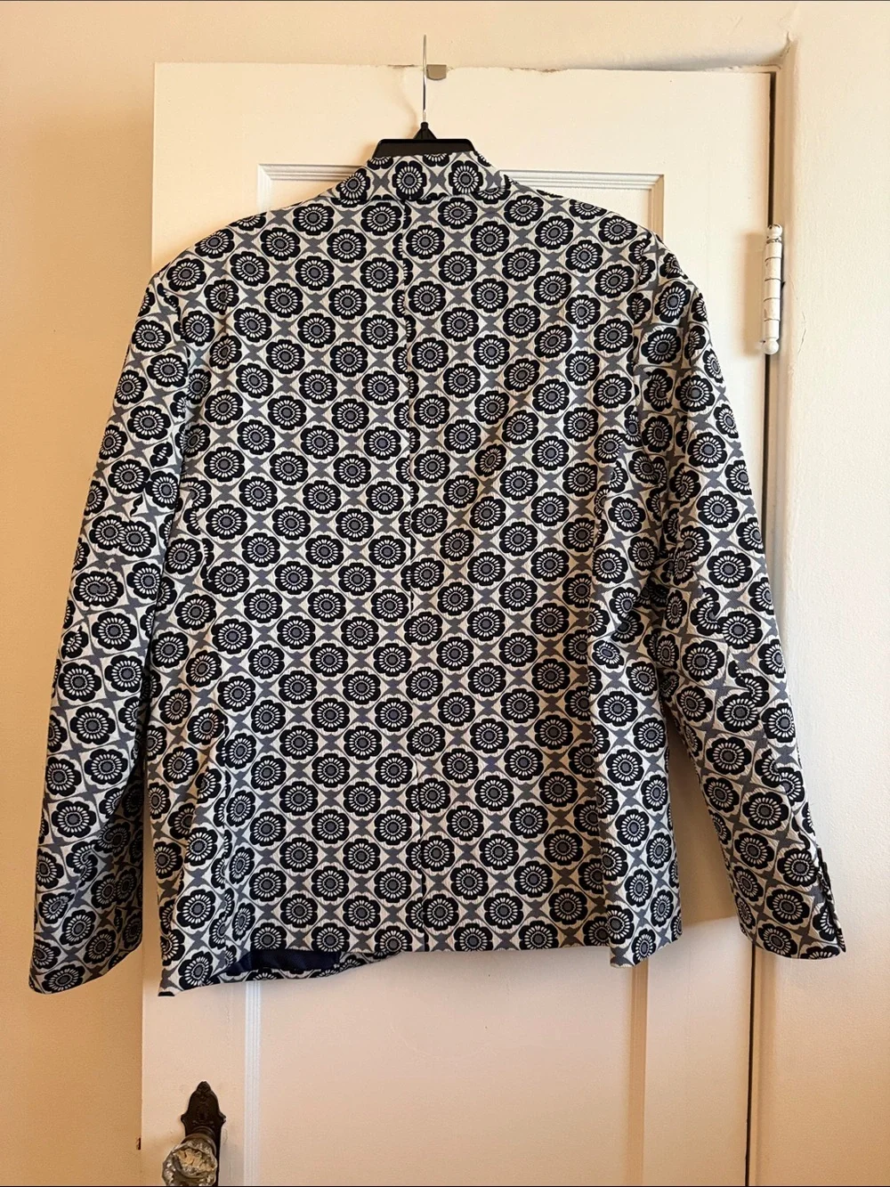 Men's Navy Floral Jacquard Blazer